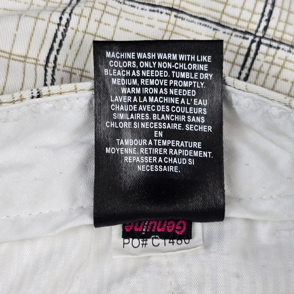 Volcom Vmonty Shorts Mens 38 White Plaid Regular Fit Skate Chino Short